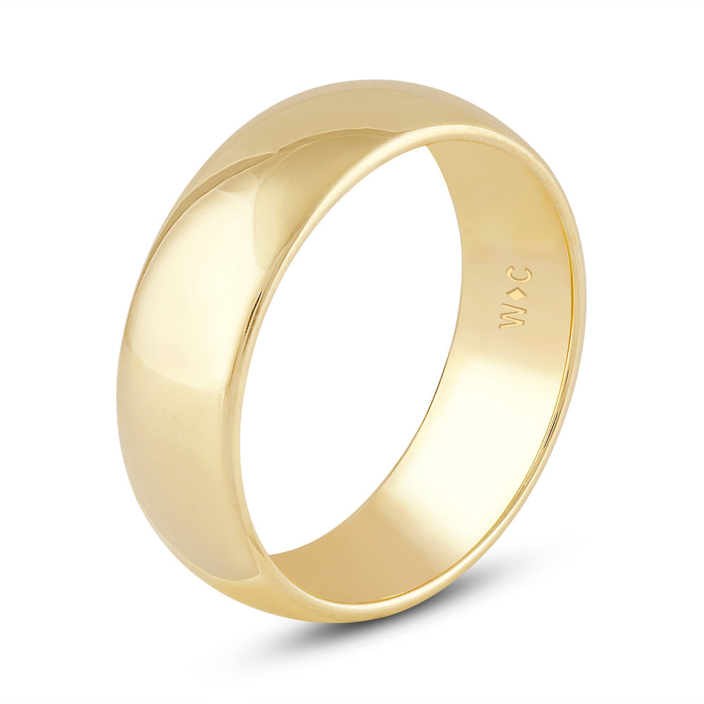 Men's High Dome Comfort Fit Band with 14KT Yellow Gold / 7 Cut Diamond in 14KT Yellow Gold / 7 view 4
