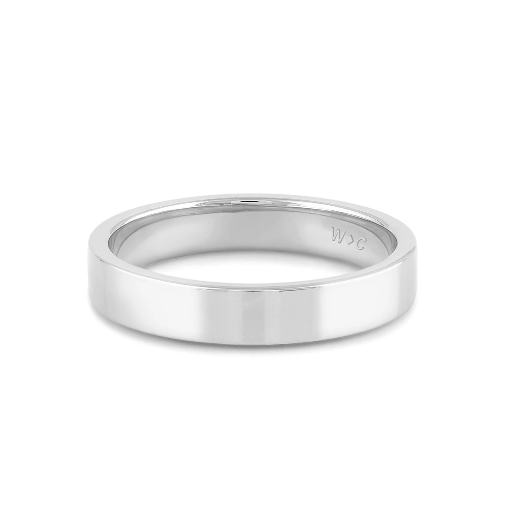 Men's Flat Comfort Fit Band with 14KT White Gold / 4 Cut Diamond in 14KT White Gold / 4 view 1

