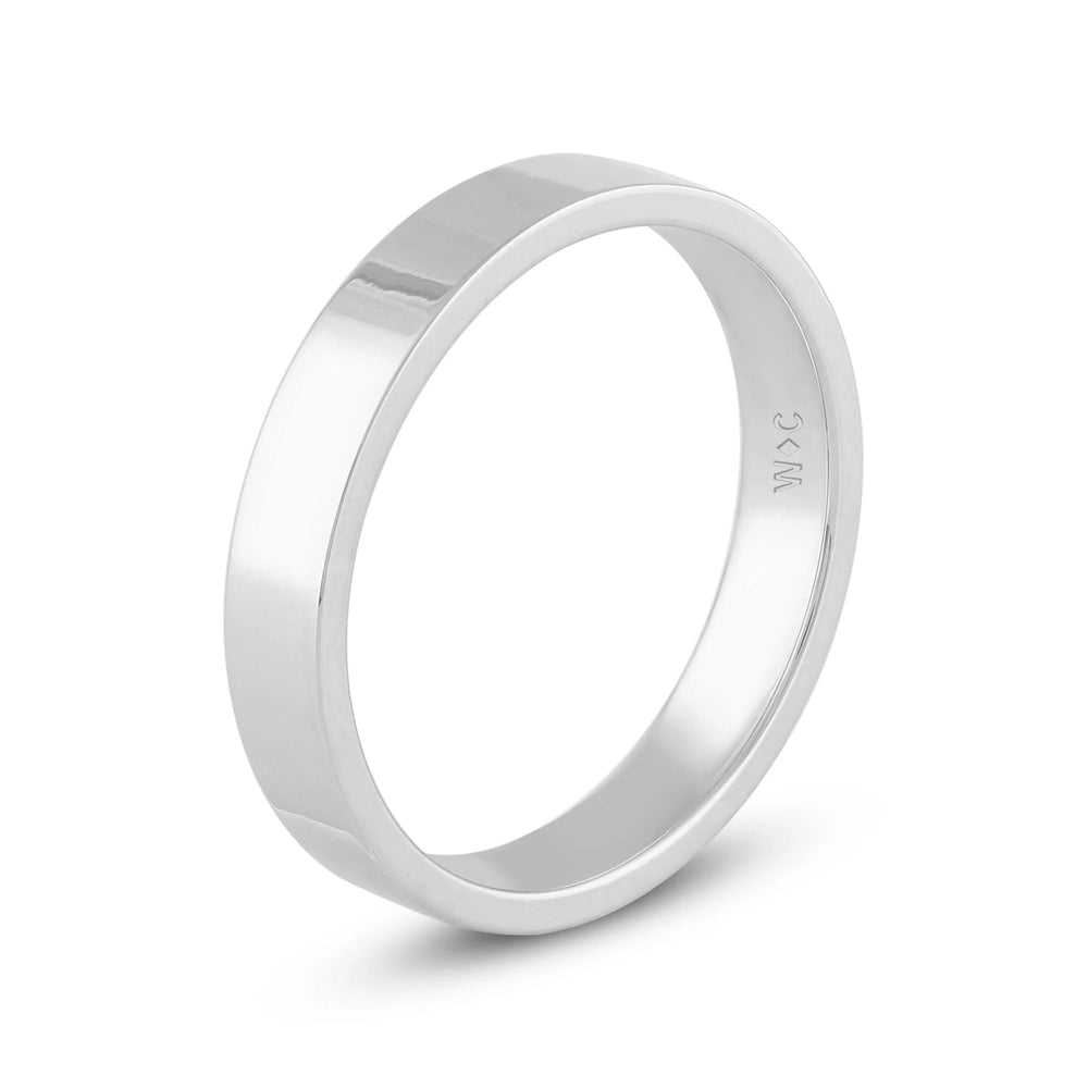 Men's Flat Comfort Fit Band with 14KT White Gold / 4 Cut Diamond in 14KT White Gold / 4 view 4
