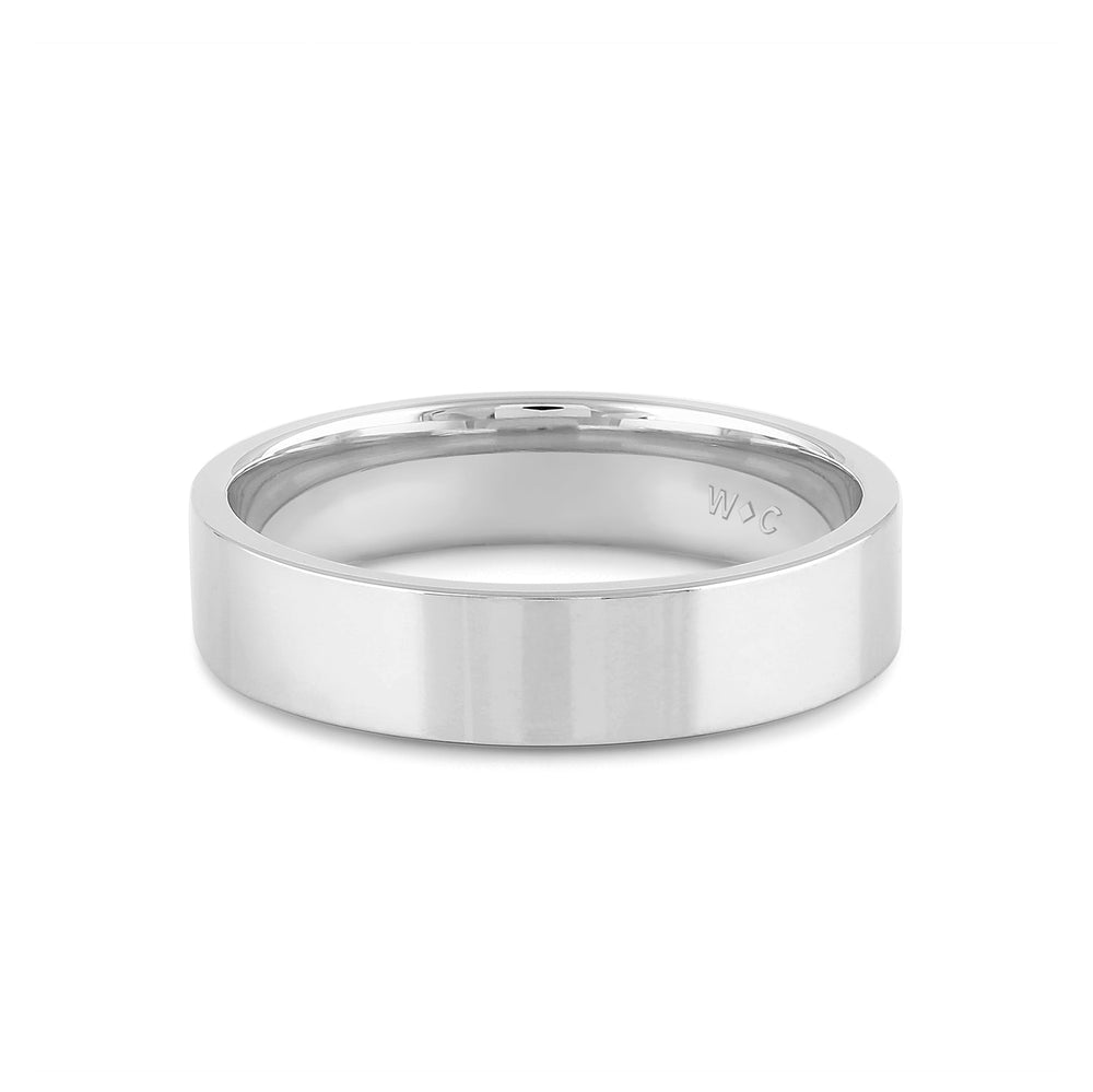 Men's Flat Comfort Fit Band with 14KT White Gold / 5 Cut Diamond in 14KT White Gold / 5 view 1
