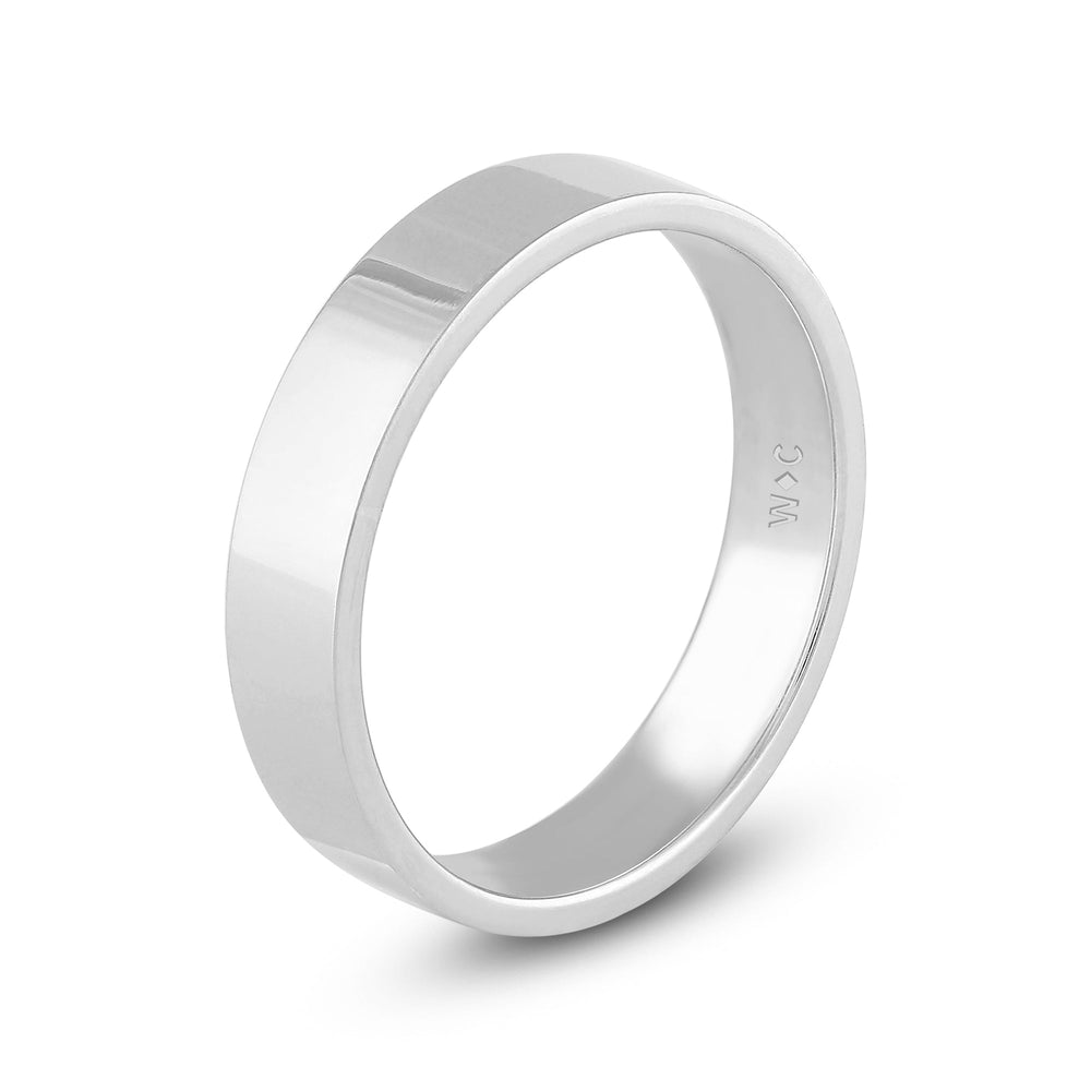 Men's Flat Comfort Fit Band with 14KT White Gold / 5 Cut Diamond in 14KT White Gold / 5 view 4
