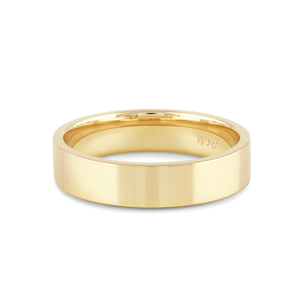 Men's Flat Comfort Fit Band with 14KT Yellow Gold / 5 Cut Diamond in 14KT Yellow Gold / 5 view 1
