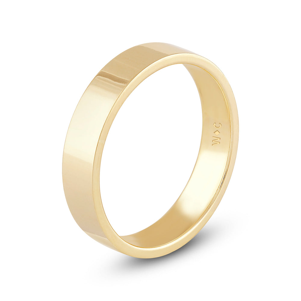 Men's Flat Comfort Fit Band with 14KT Yellow Gold / 5 Cut Diamond in 14KT Yellow Gold / 5 view 4
