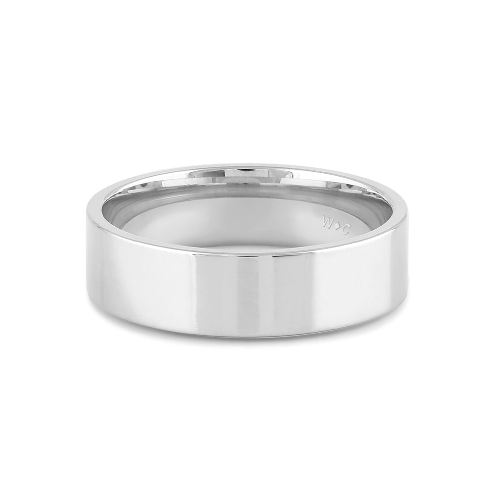 Men's Flat Comfort Fit Band with 14KT White Gold / 6 Cut Diamond in 14KT White Gold / 6 view 1
