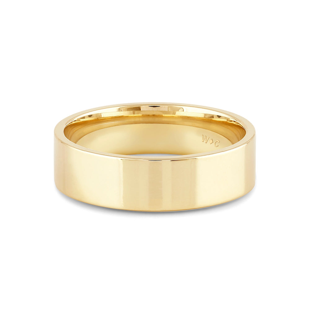 Men's Flat Comfort Fit Band with 14KT Yellow Gold / 6 Cut Diamond in 14KT Yellow Gold / 6 view 1
