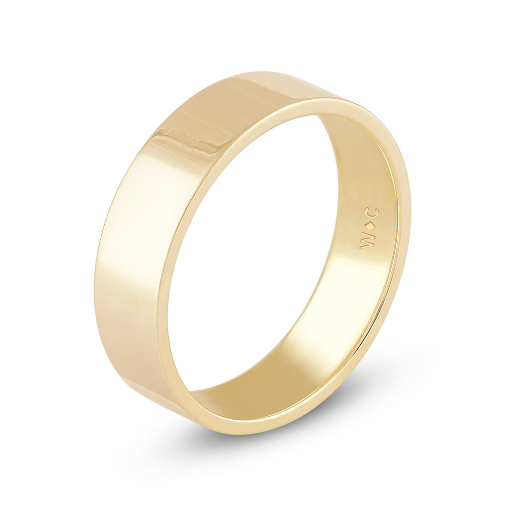 Men's Flat Comfort Fit Band with 14KT Yellow Gold / 6 Cut Diamond in 14KT Yellow Gold / 6 view 4
