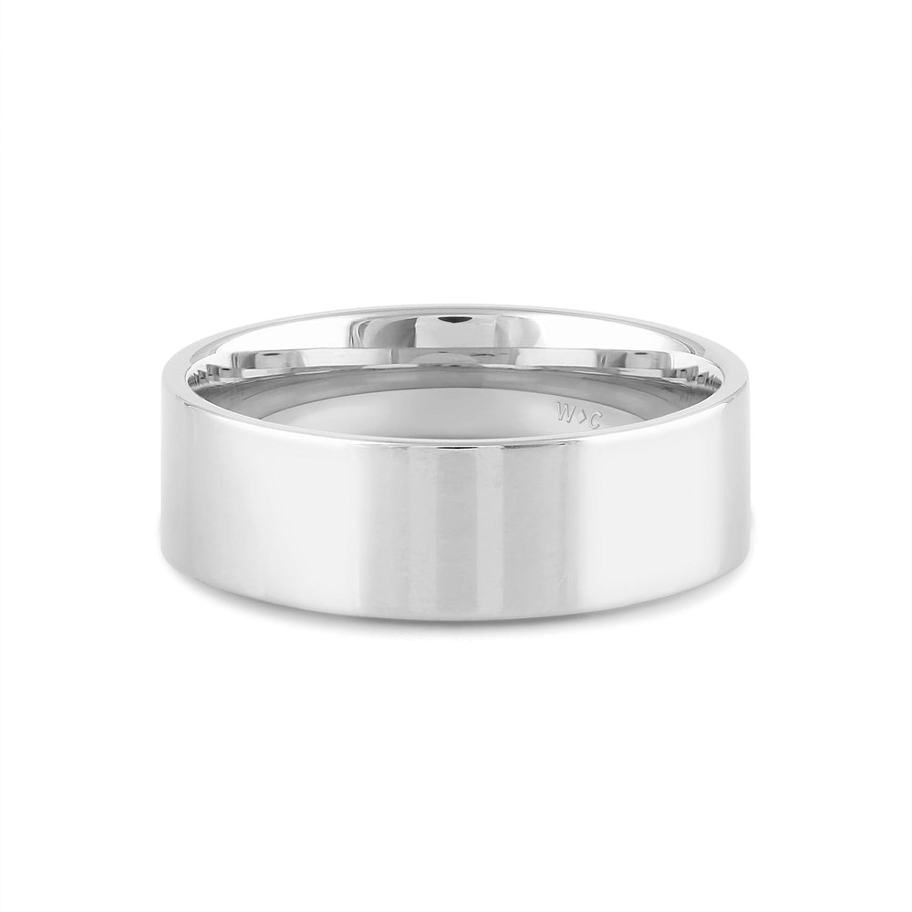 Men's Flat Comfort Fit Band with 14KT White Gold / 7 Cut Diamond in 14KT White Gold / 7 view 1
