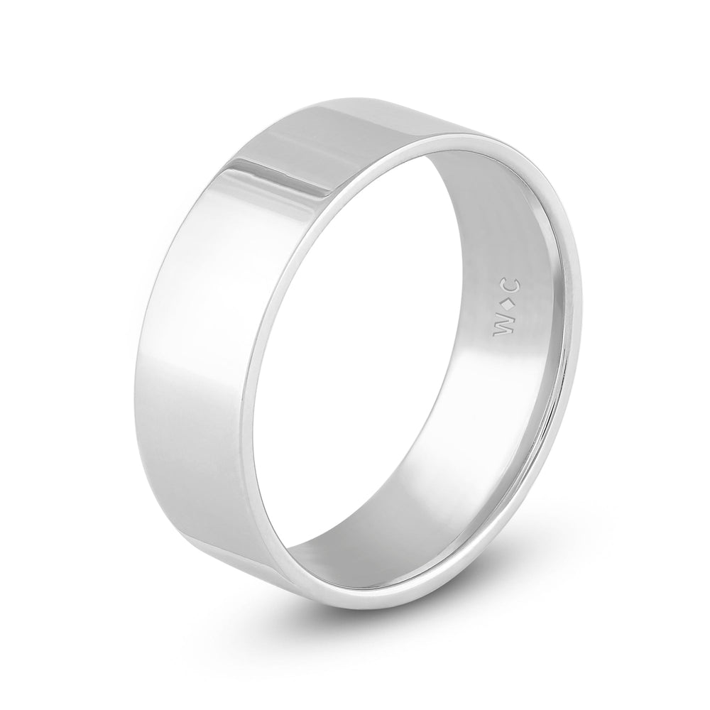 Men's Flat Comfort Fit Band with 14KT White Gold / 7 Cut Diamond in 14KT White Gold / 7 view 4
