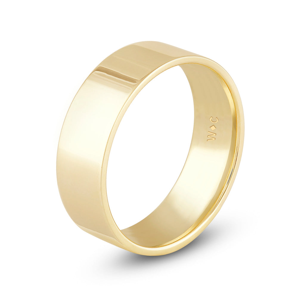 Men's Flat Comfort Fit Band with 14KT White Gold / 7 Cut Diamond in 14KT White Gold / 7 view 5
