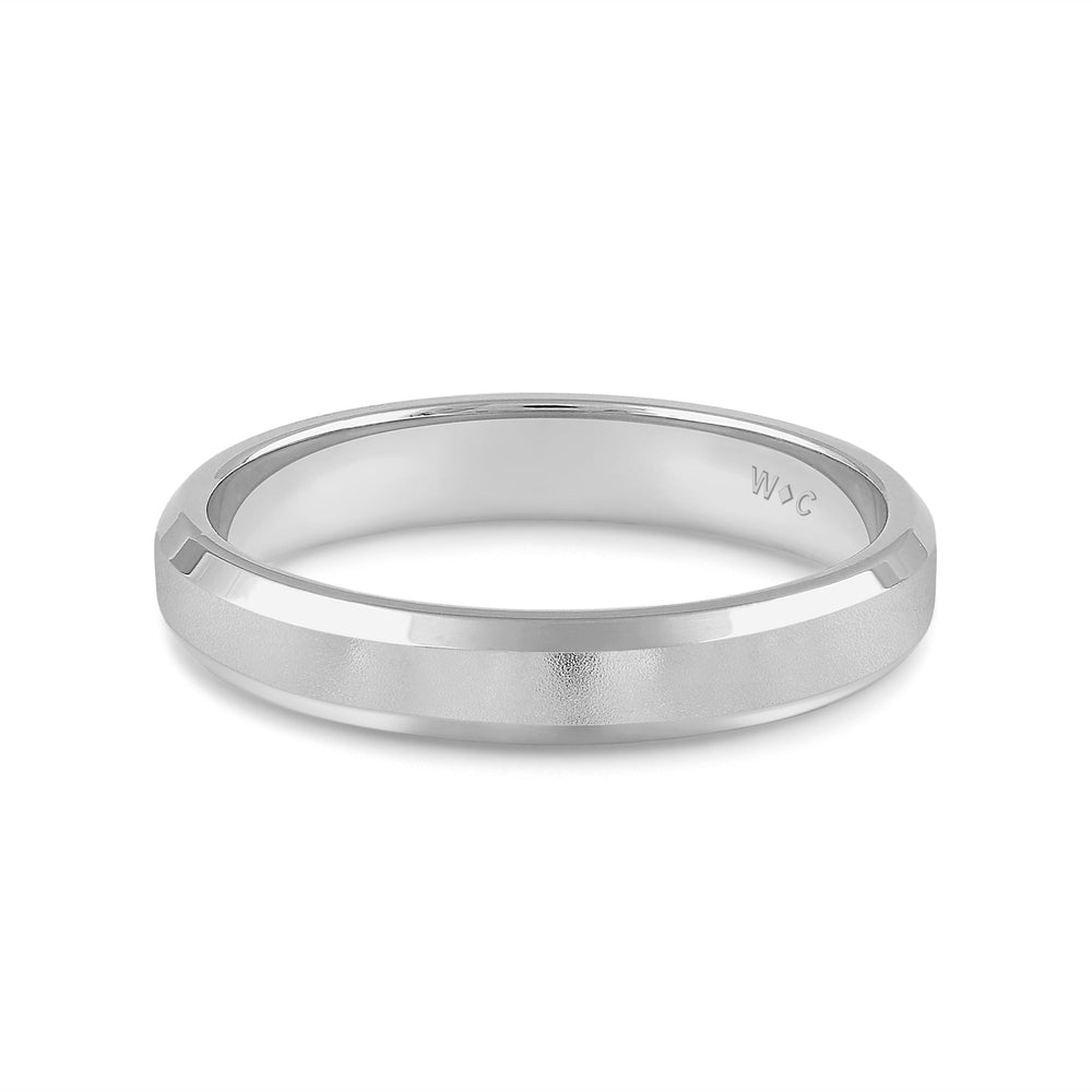 Men's Bevel Edge Comfort Fit Band with 14KT White Gold / 4 Cut Diamond in 14KT White Gold / 4 view 1
