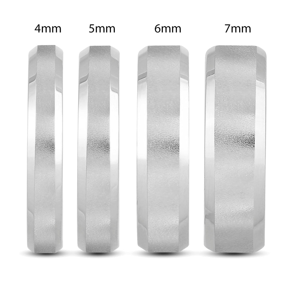 Men's Bevel Edge Comfort Fit Band with 14KT White Gold / 4 Cut Diamond in 14KT White Gold / 4 view 3
