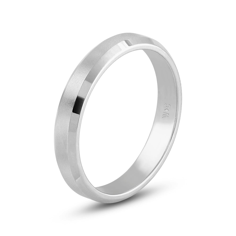 Men's Bevel Edge Comfort Fit Band with 14KT White Gold / 4 Cut Diamond in 14KT White Gold / 4 view 4
