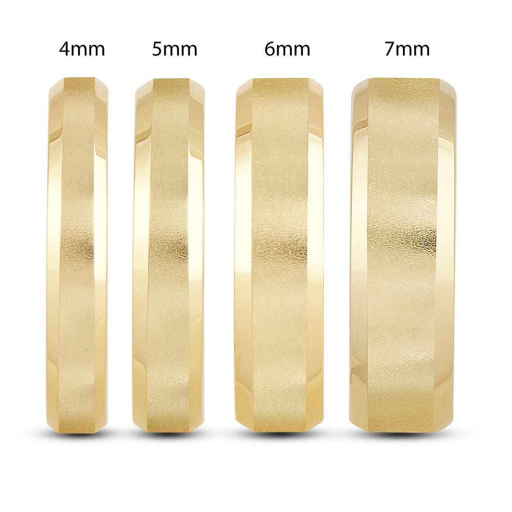 Men's Bevel Edge Comfort Fit Band with 14KT Yellow Gold / 4 Cut Diamond in 14KT Yellow Gold / 4 view 3
