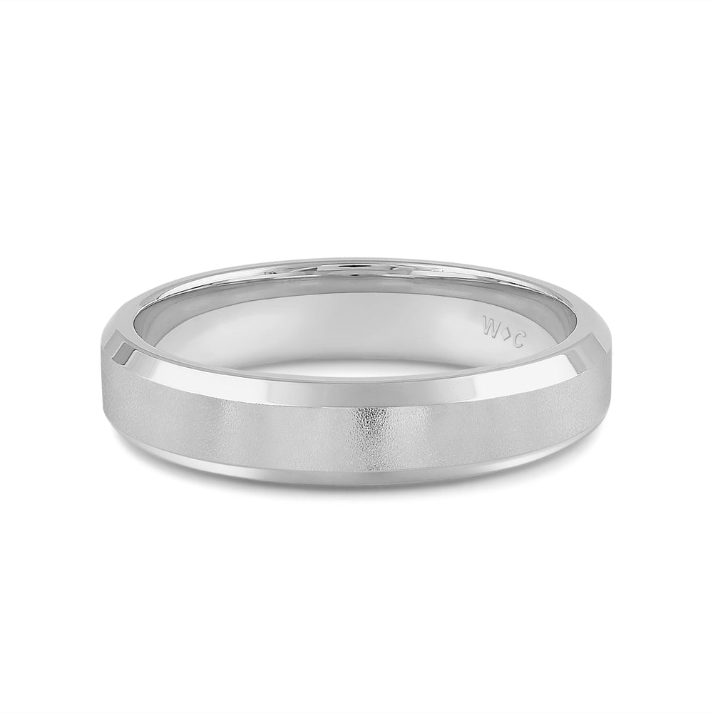Men's Bevel Edge Comfort Fit Band with 14KT White Gold / 5 Cut Diamond in 14KT White Gold / 5 view 1
