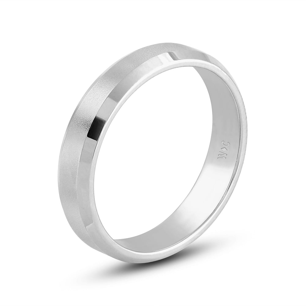 Men's Bevel Edge Comfort Fit Band with 14KT White Gold / 5 Cut Diamond in 14KT White Gold / 5 view 4
