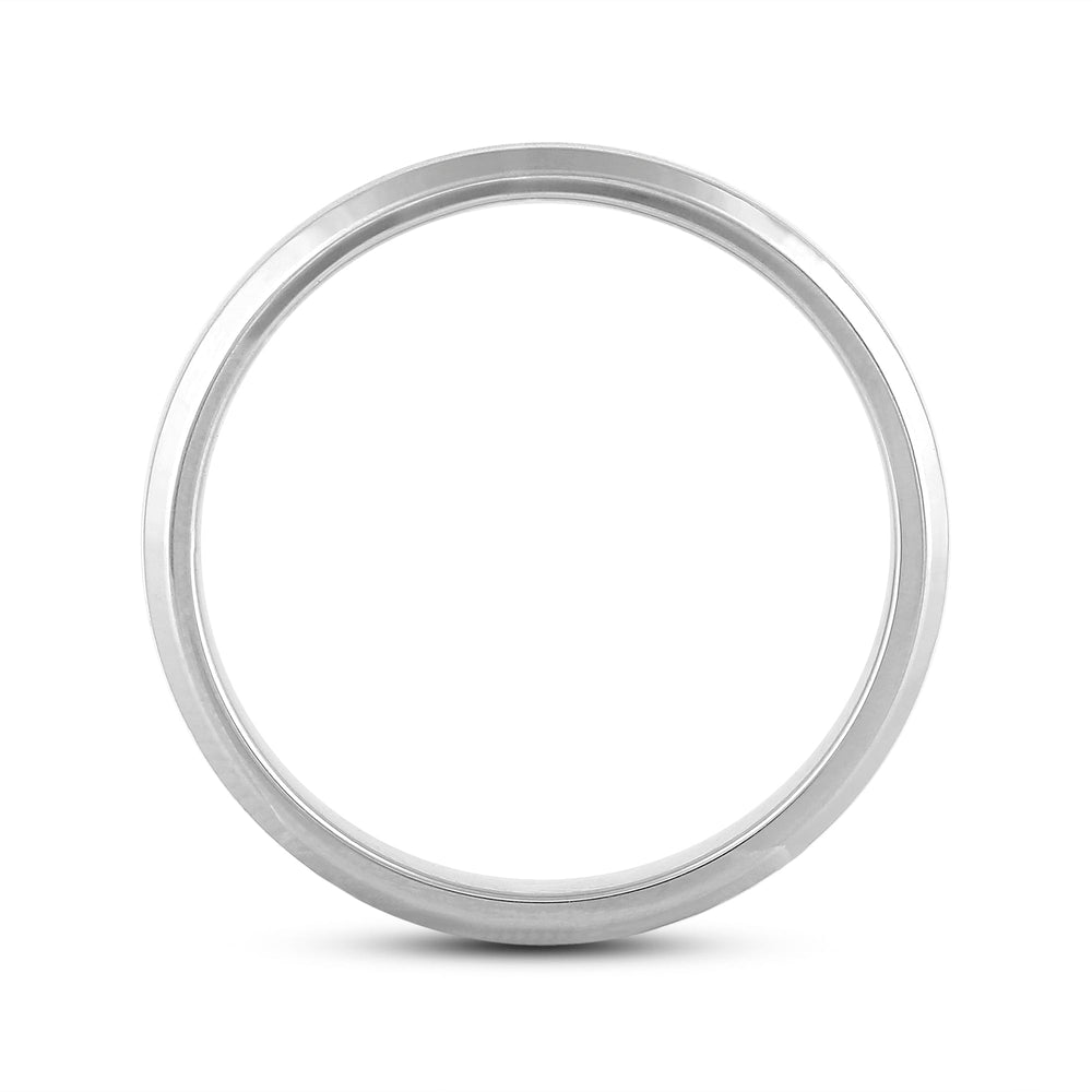 Men's Bevel Edge Comfort Fit Band with 14KT White Gold / 7 Cut Diamond in 14KT White Gold / 7 view 2
