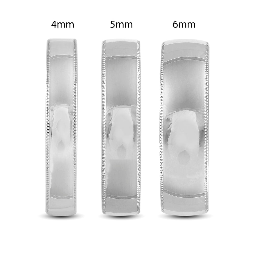 Men's Milgrain Medium Edge Comfort Fit Band with 14KT White Gold / 4 Cut Diamond in 14KT White Gold / 4 view 3
