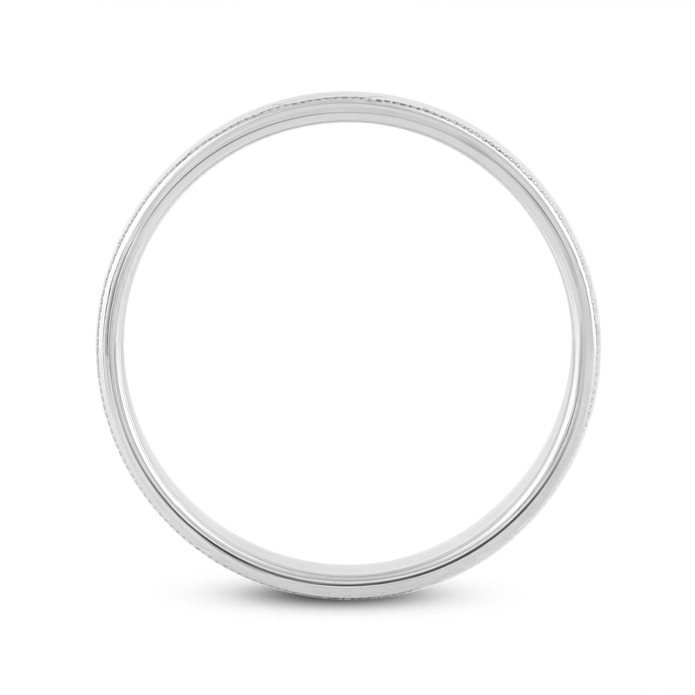 Men's Milgrain Medium Edge Comfort Fit Band with 14KT White Gold / 4 Cut Diamond in 14KT White Gold / 4 view 2
