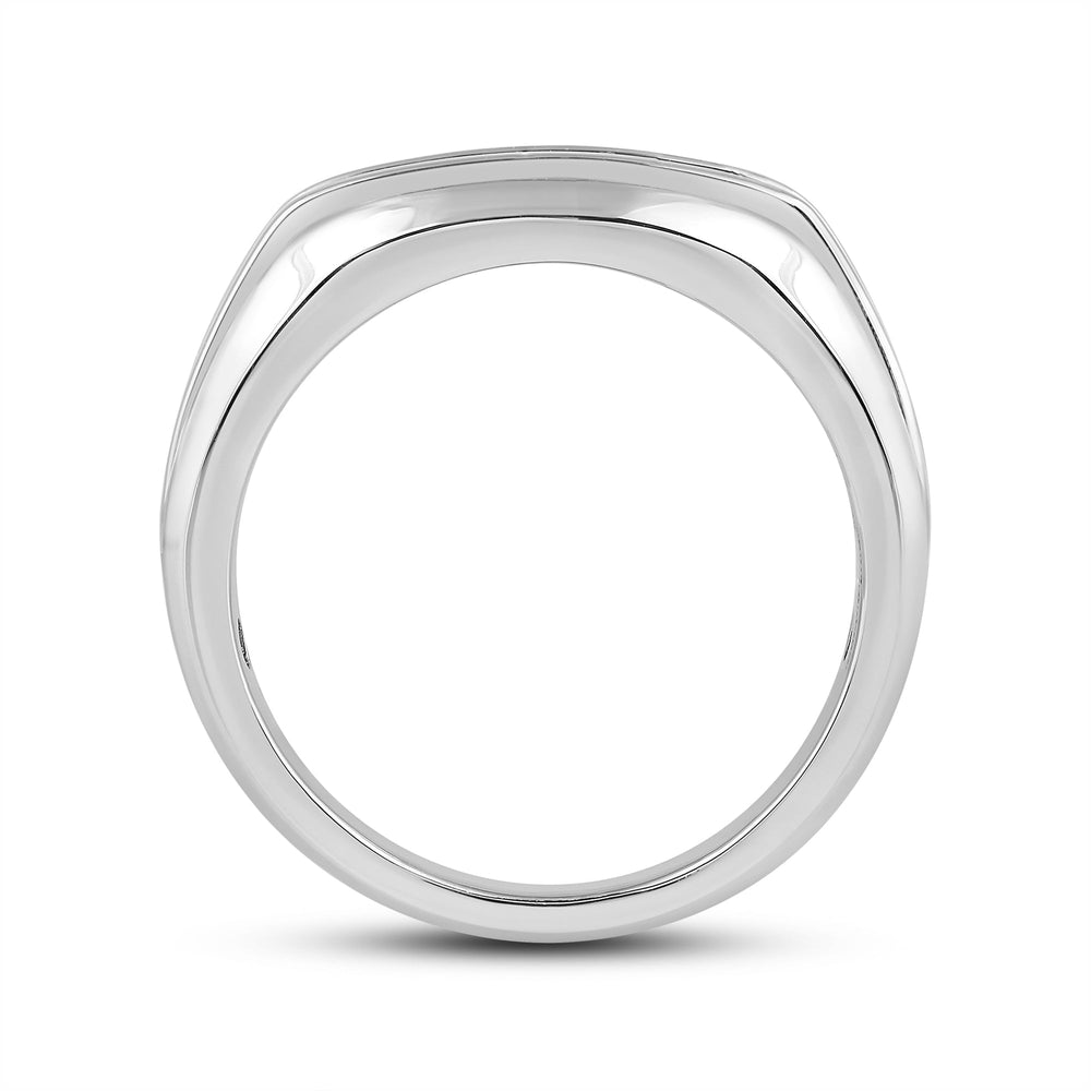 Two-Tone Channel Set 5 Stone Curved Diamond Ring with Jan Cut Diamond in 14KT Platinum / Lab / 02 view 4
