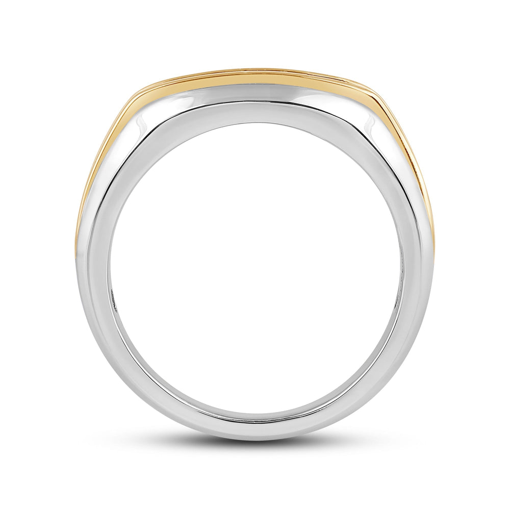 Two-Tone Channel Set 5 Stone Curved Diamond Ring with Jan Cut Diamond in 14KT Yellow Gold / Lab / 02 view 4
