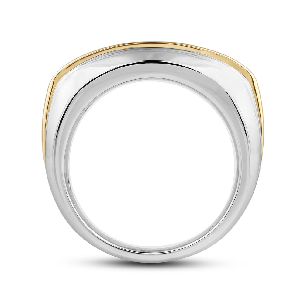 Two-Tone Channel Set 5 Stone Curved Diamond Ring with 18KT Yellow Gold / Lab / 2 Cut Diamond in 14KT Yellow Gold / Lab / 2 view 4
