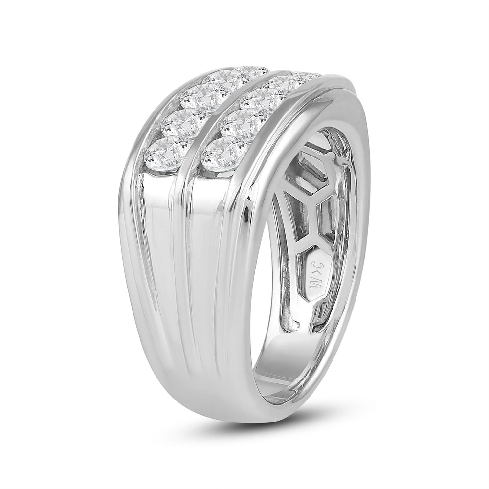 Two -Tone Channel Set 2 Row Diamond Mens' Ring with Platinum / Lab / 2 Cut Diamond in 14KT Platinum / Lab / 2 view 3
