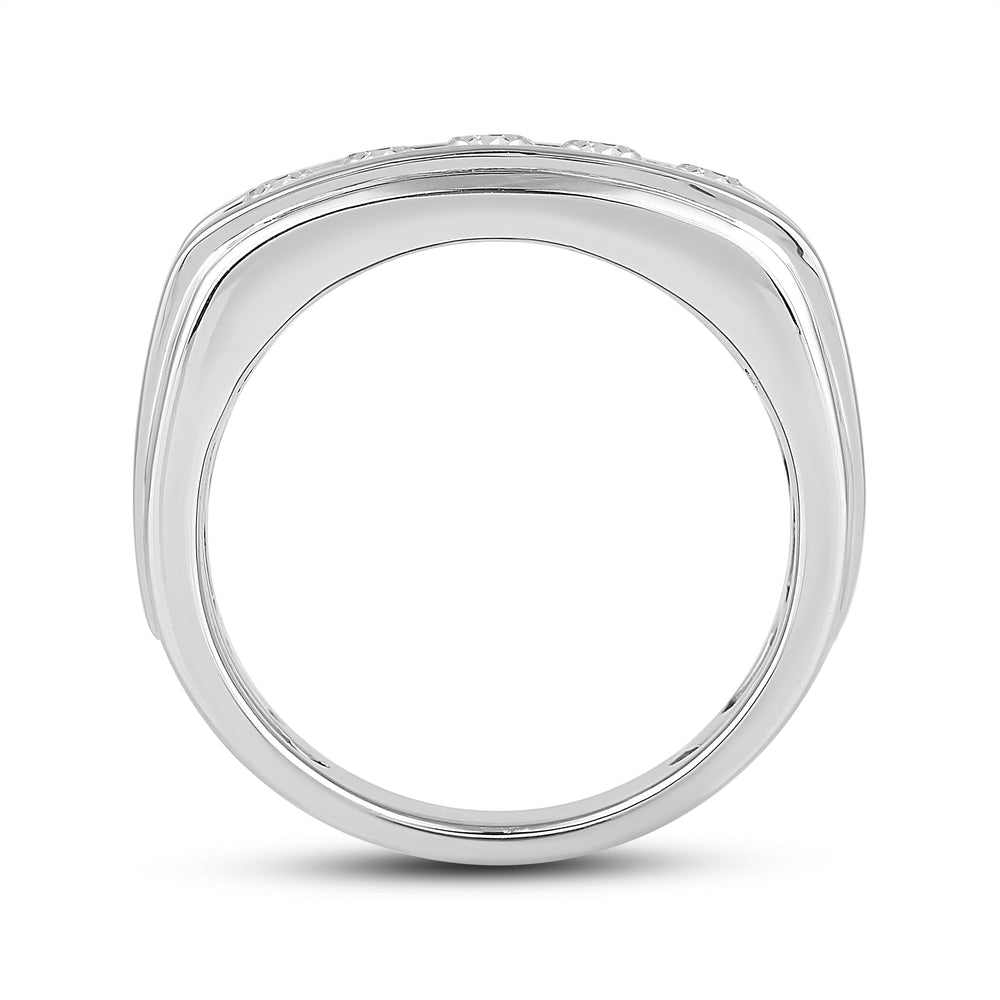 Two -Tone Channel Set 2 Row Diamond Mens' Ring with Platinum / Lab / 2 Cut Diamond in 14KT Platinum / Lab / 2 view 4
