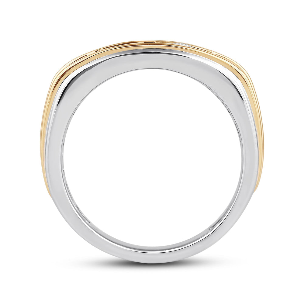 Two -Tone Channel Set 2 Row Diamond Mens' Ring with 18KT Yellow Gold / Lab / 1 1/2 Cut Diamond in 14KT Yellow Gold / Lab / 1 1/2 view 4

