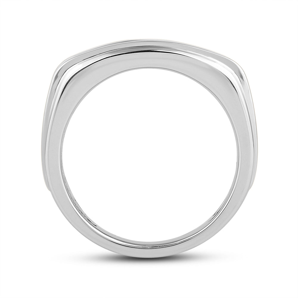 Two -Tone Channel Set 2 Row Diamond Mens' Ring with Platinum / Lab / 1 Cut Diamond in 14KT Platinum / Lab / 1 view 4
