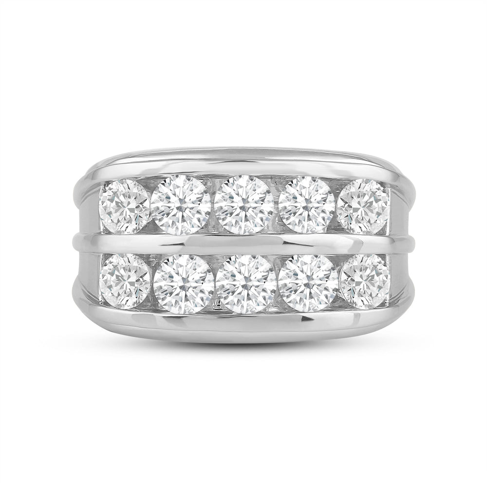 Two -Tone Channel Set 2 Row Diamond Mens' Ring with Platinum / Lab / 3 Cut Diamond in 14KT Platinum / Lab / 3 view 1
