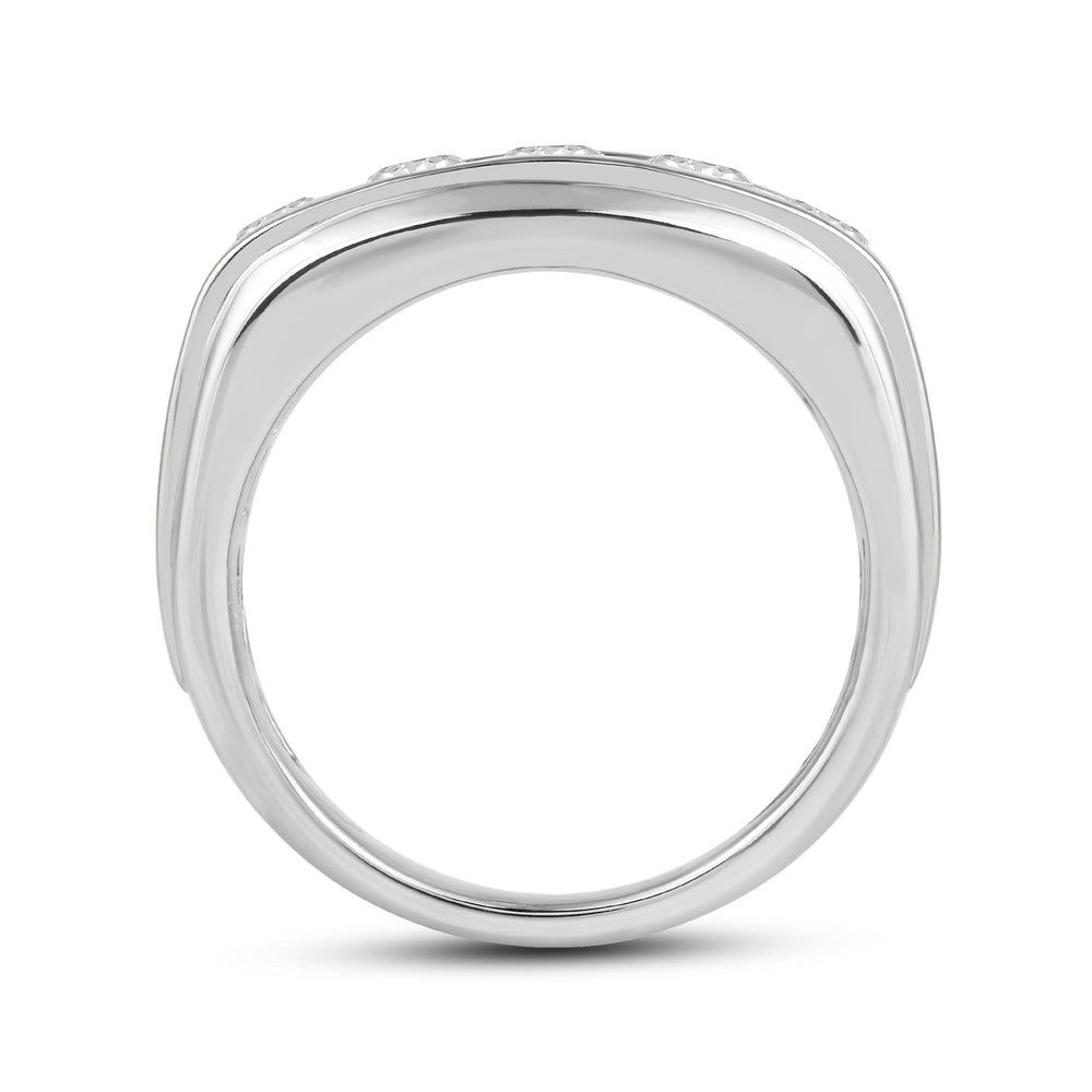 Two -Tone Channel Set 2 Row Diamond Mens' Ring with Platinum / Lab / 3 Cut Diamond in 14KT Platinum / Lab / 3 view 4
