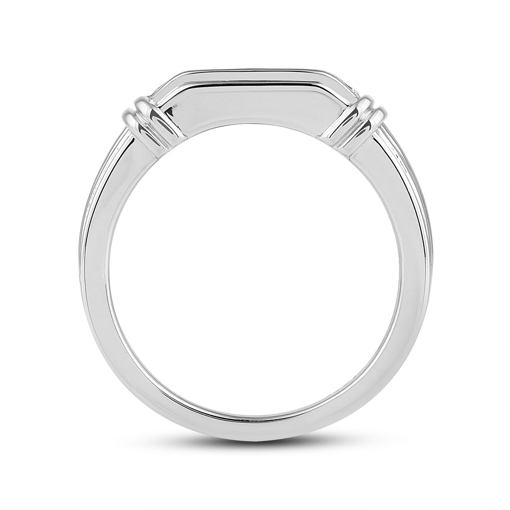5 Stone Channel Set Ridged Diamond Mens' Ring with Platinum / Lab / 1 Cut Diamond in 14KT Platinum / Lab / 1 view 4
