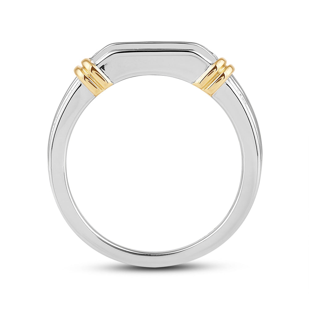 5 Stone Channel Set Ridged Diamond Mens' Ring with 18KT Yellow Gold / Lab / 1 Cut Diamond in 14KT Yellow Gold / Lab / 1 view 4
