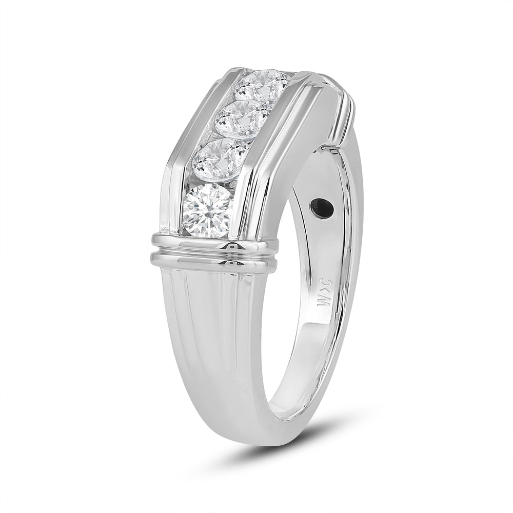 5 Stone Channel Set Ridged Diamond Mens' Ring with Platinum / Lab / 1 1/2 Cut Diamond in 14KT Platinum / Lab / 1 1/2 view 3
