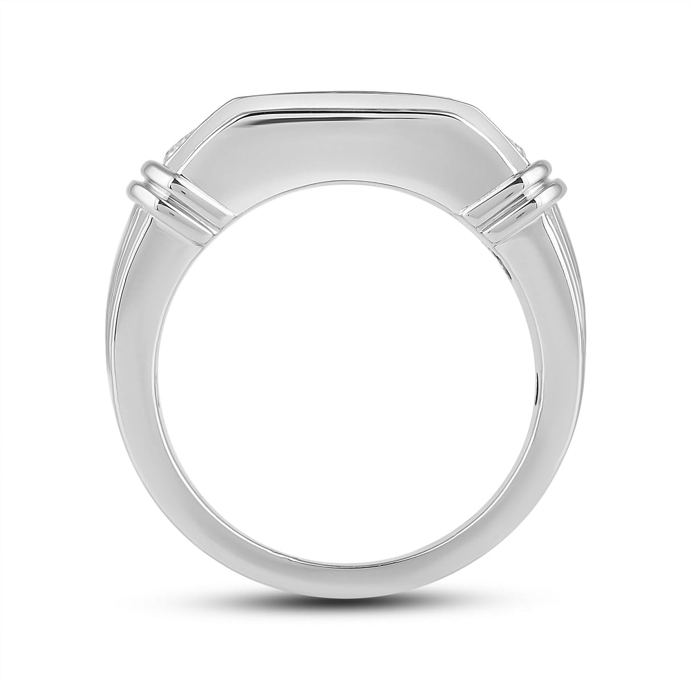 5 Stone Channel Set Ridged Diamond Mens' Ring with Platinum / Lab / 1 1/2 Cut Diamond in 14KT Platinum / Lab / 1 1/2 view 4
