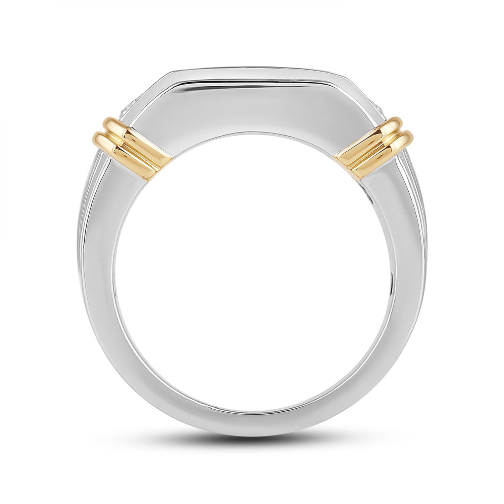 5 Stone Channel Set Ridged Diamond Mens' Ring with 18KT Yellow Gold / Lab / 1 1/2 Cut Diamond in 14KT Yellow Gold / Lab / 1 1/2 view 4

