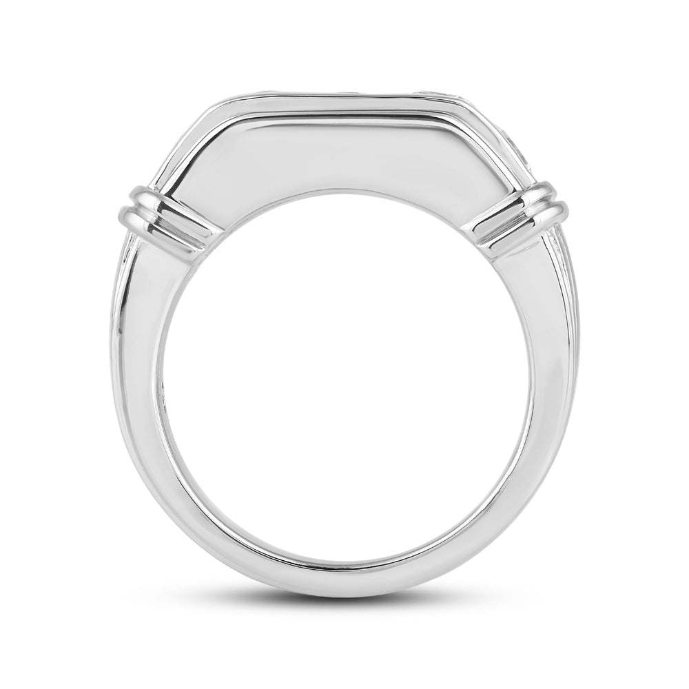 5 Stone Channel Set Ridged Diamond Mens' Ring with Platinum / Lab / 2 Cut Diamond in 14KT Platinum / Lab / 2 view 4
