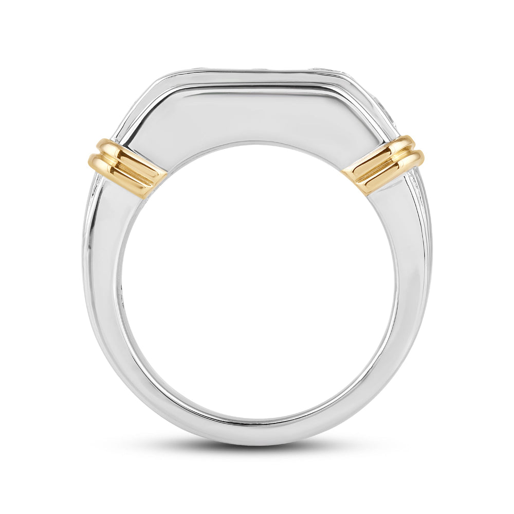 5 Stone Channel Set Ridged Diamond Mens' Ring with 18KT Yellow Gold / Lab / 2 Cut Diamond in 14KT Yellow Gold / Lab / 2 view 4
