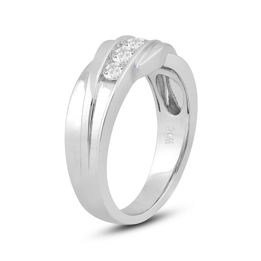 5 Stone Wavy Mens' Ring with Platinum / Lab / 1 Cut Diamond in 14KT Platinum / Lab / 1 view 3
