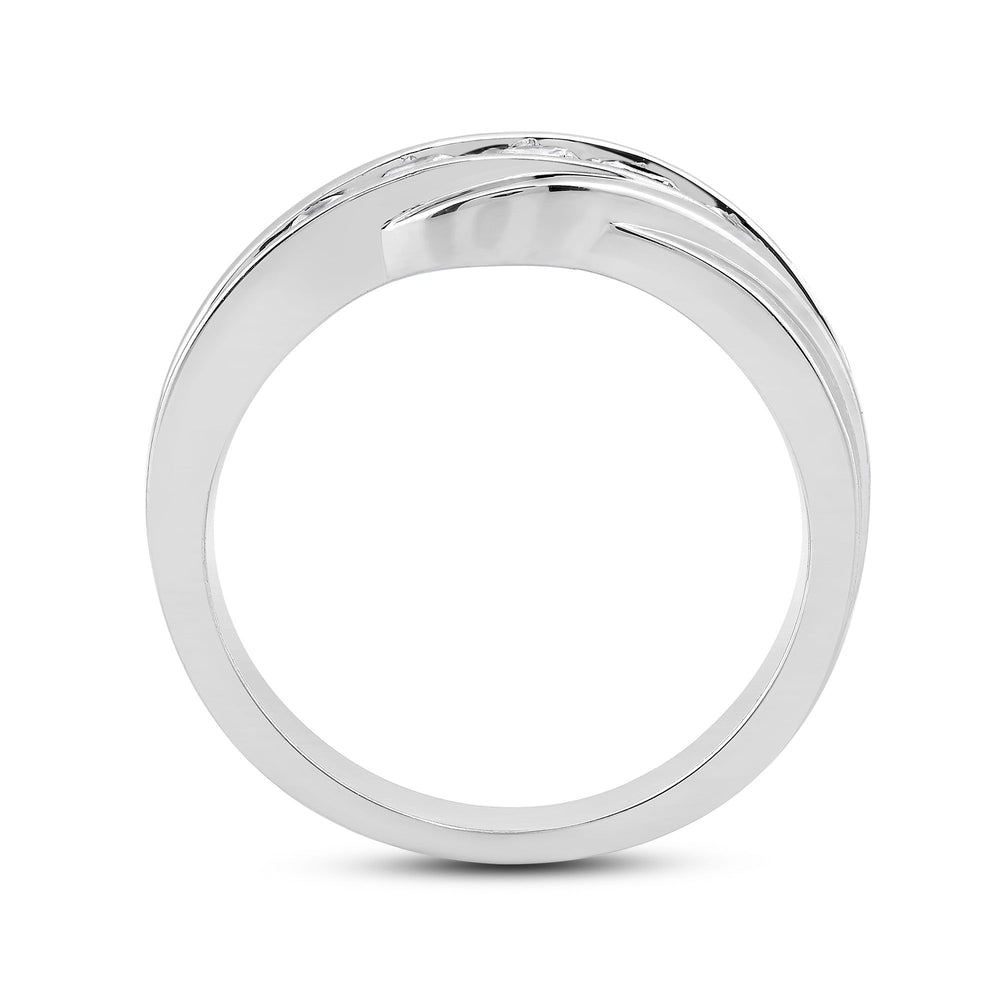 5 Stone Wavy Mens' Ring with Platinum / Lab / 1 Cut Diamond in 14KT Platinum / Lab / 1 view 4
