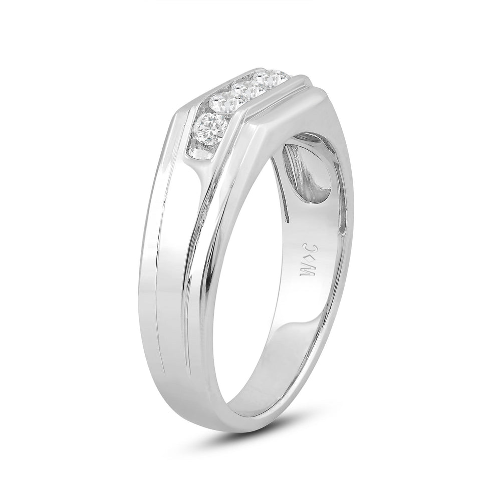 5 Stone Stepped Mens' Ring with Jan Cut Diamond in 14KT Platinum / Lab / 02 view 3
