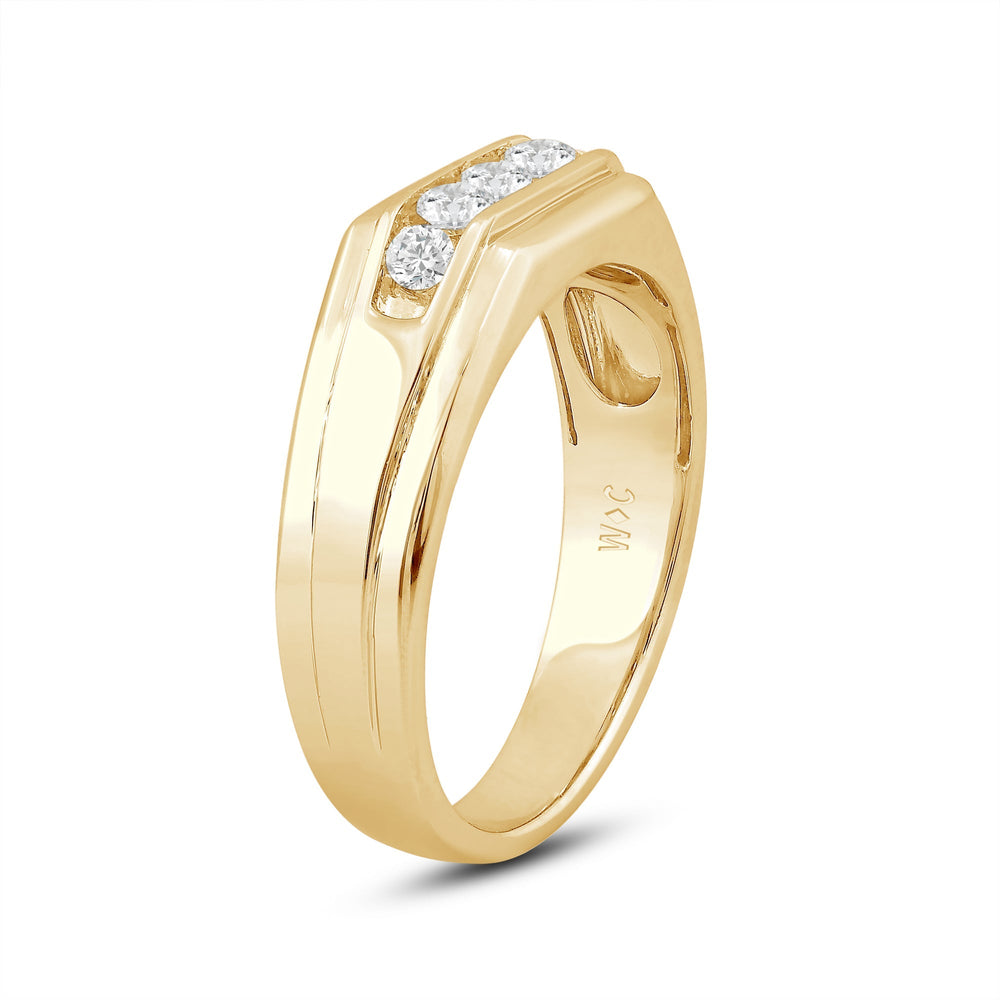 5 Stone Stepped Mens' Ring with Jan Cut Diamond in 14KT Yellow Gold / Lab / 02 view 3
