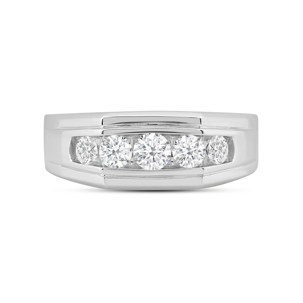 5 Stone Stepped Mens' Ring with Platinum / Lab / 1 Cut Diamond in 14KT Platinum / Lab / 1 view 1
