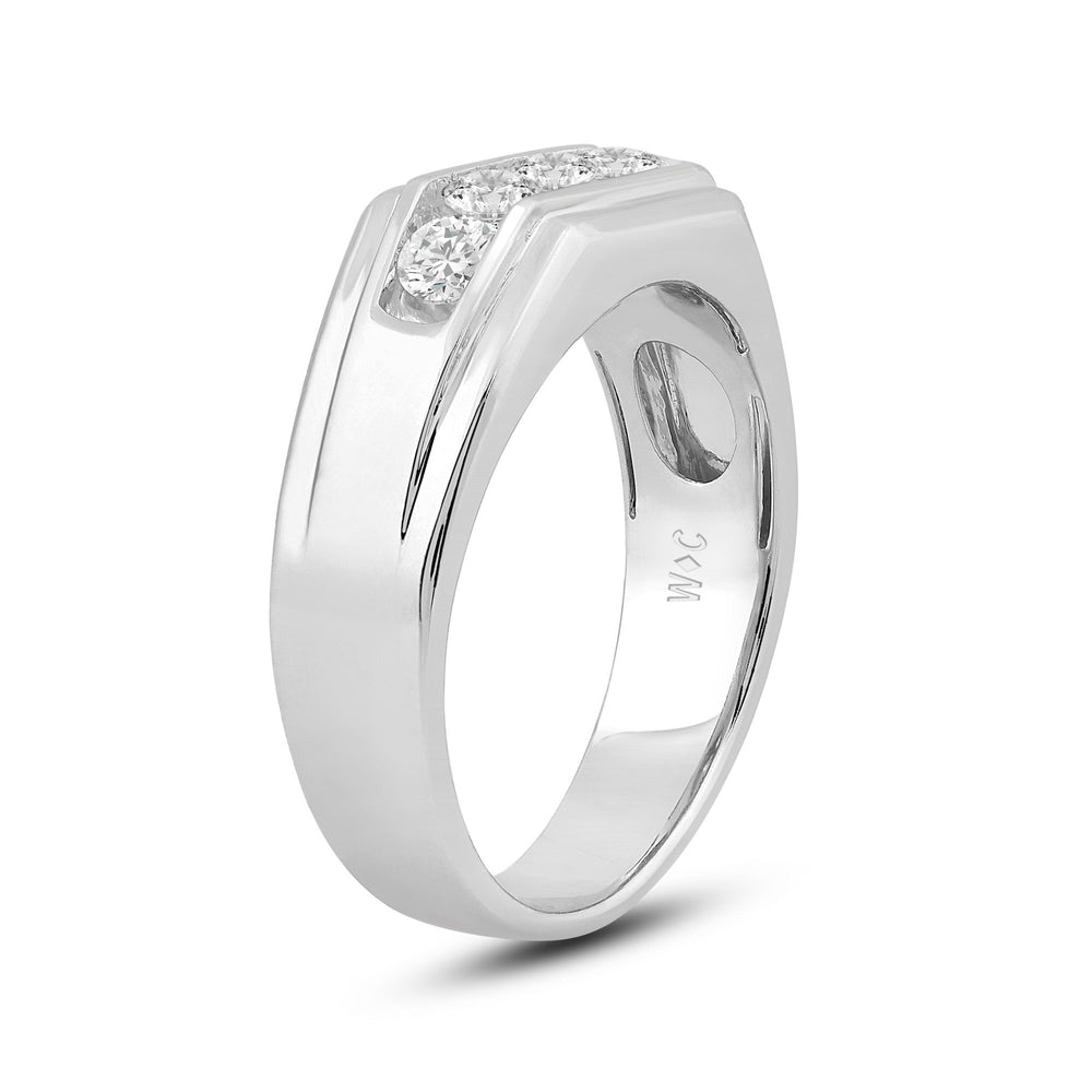 5 Stone Stepped Mens' Ring with Platinum / Lab / 1 Cut Diamond in 14KT Platinum / Lab / 1 view 4
