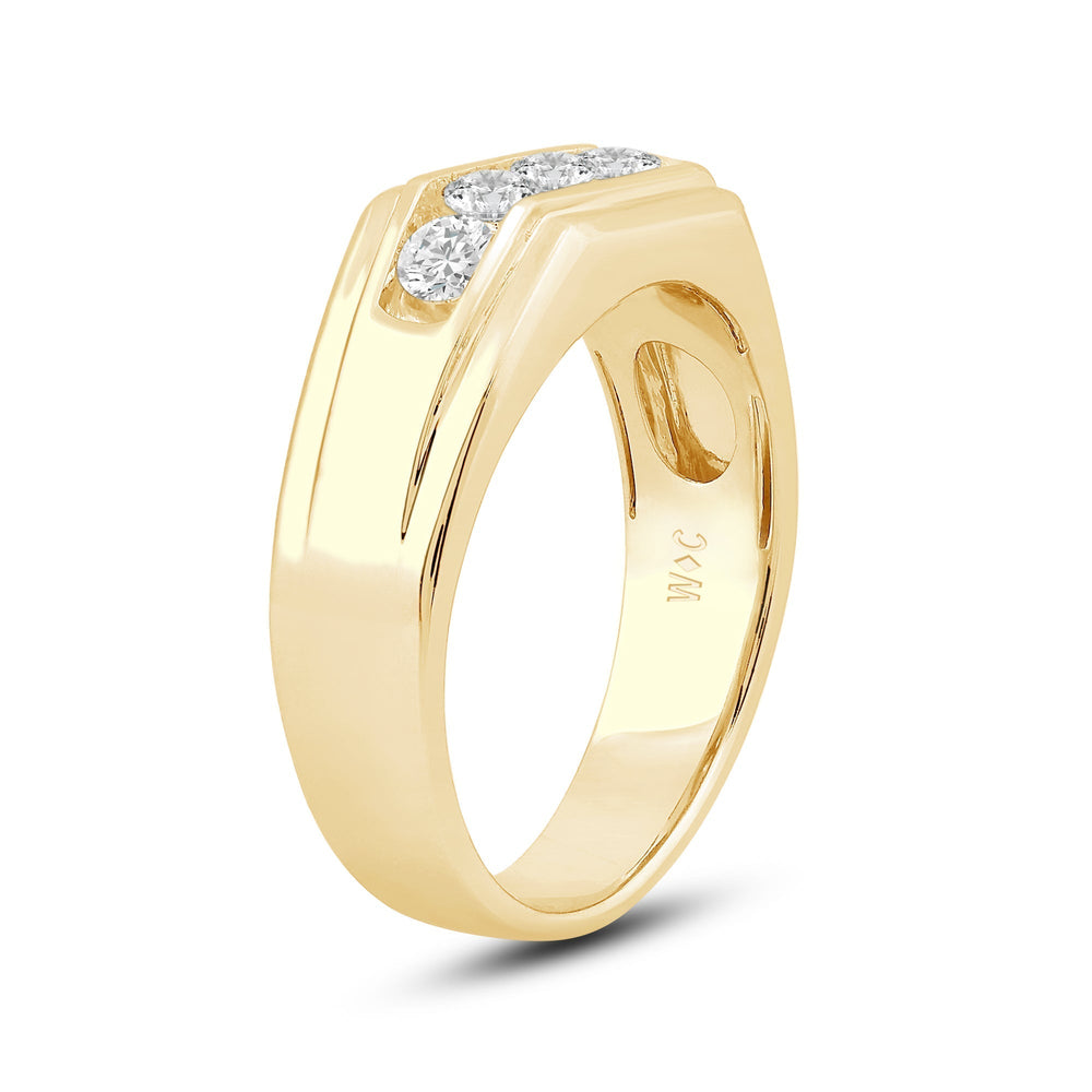 5 Stone Stepped Mens' Ring with 18KT Yellow Gold / Lab / 1 Cut Diamond in 14KT Yellow Gold / Lab / 1 view 3
