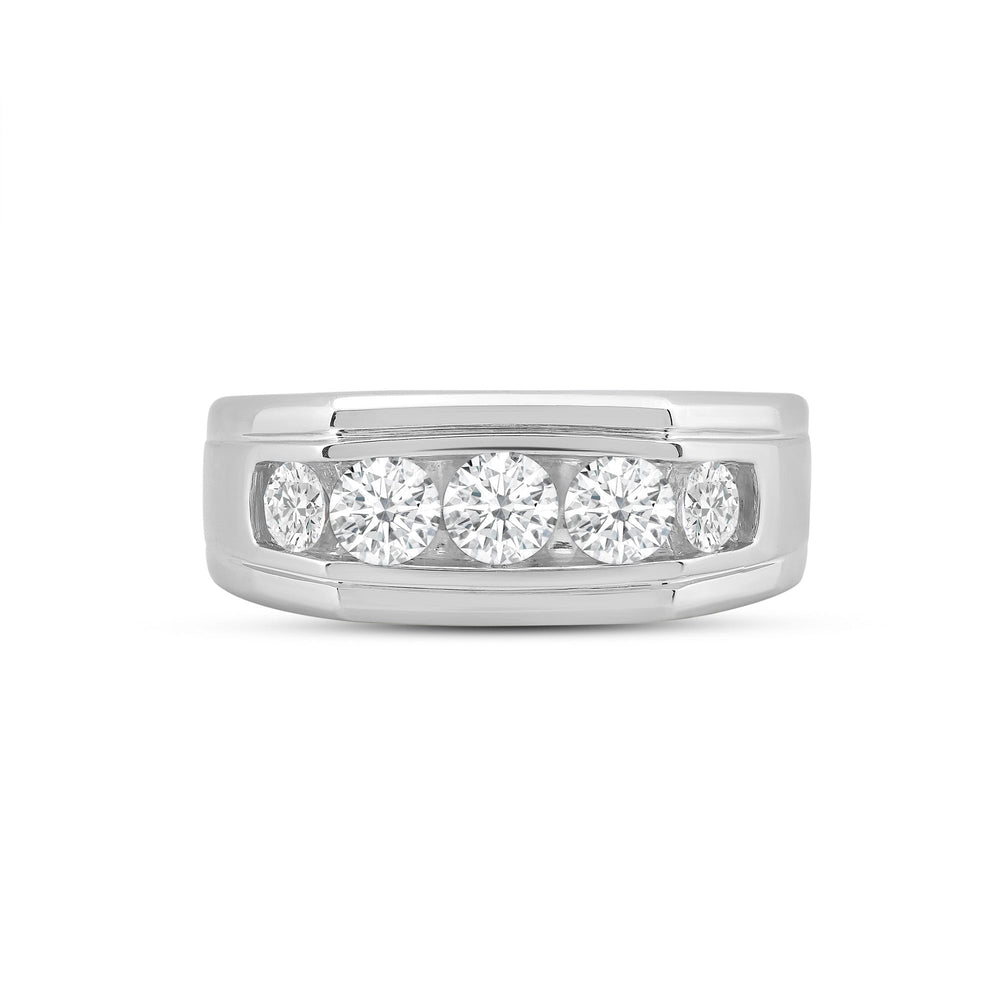 5 Stone Stepped Mens' Ring with Platinum / Lab / 1 1/2 Cut Diamond in 14KT Platinum / Lab / 1 1/2 view 1
