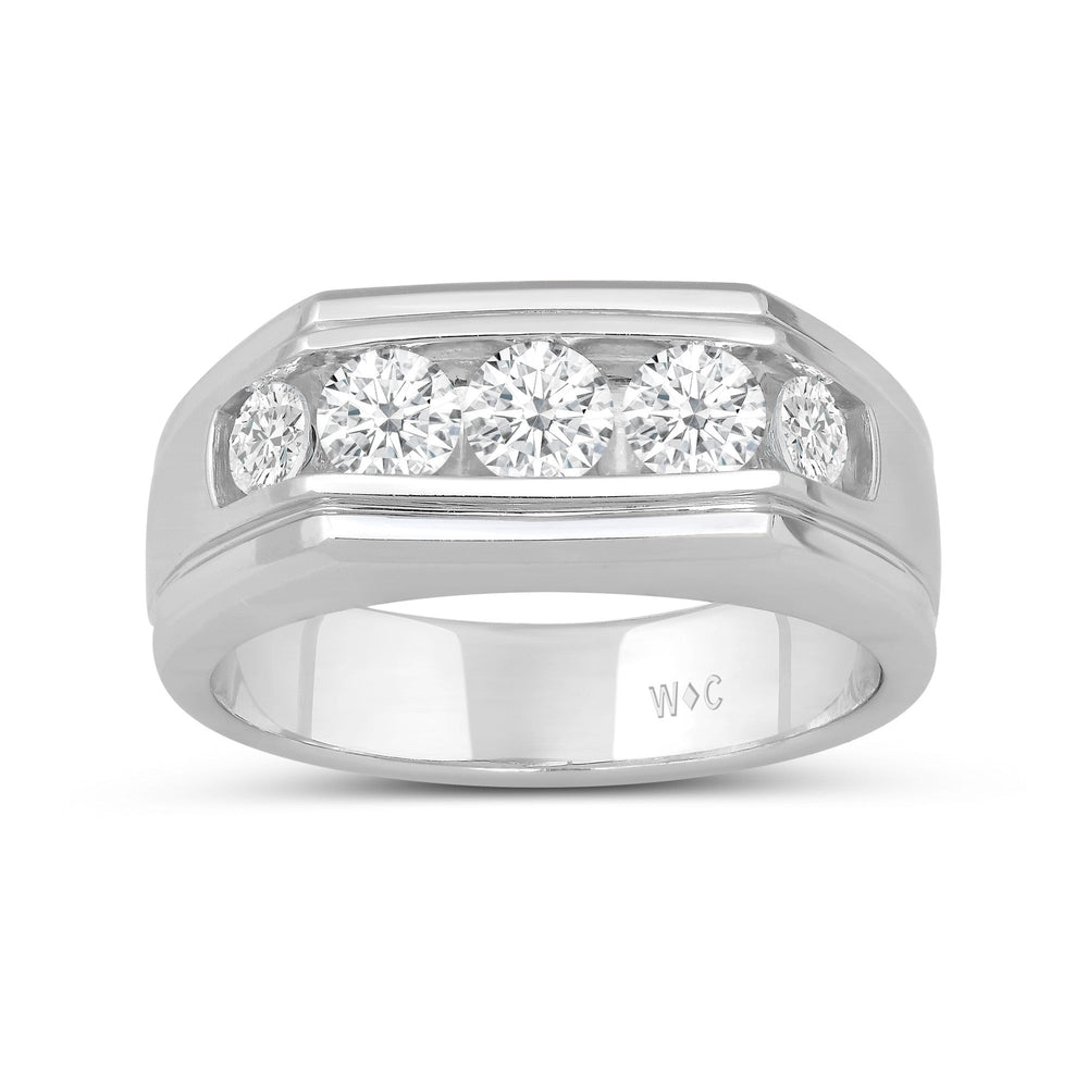 5 Stone Stepped Mens' Ring with Platinum / Lab / 1 1/2 Cut Diamond in 14KT Platinum / Lab / 1 1/2 view 3
