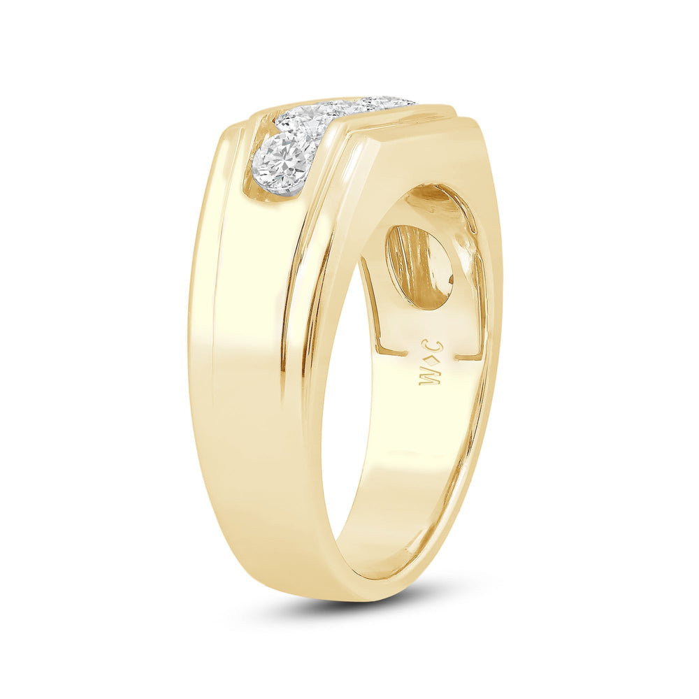 5 Stone Stepped Mens' Ring with 18KT Yellow Gold / Lab / 1 1/2 Cut Diamond in 14KT Yellow Gold / Lab / 1 1/2 view 3
