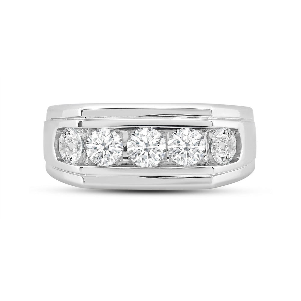 5 Stone Stepped Mens' Ring with Platinum / Lab / 2 Cut Diamond in 14KT Platinum / Lab / 2 view 1
