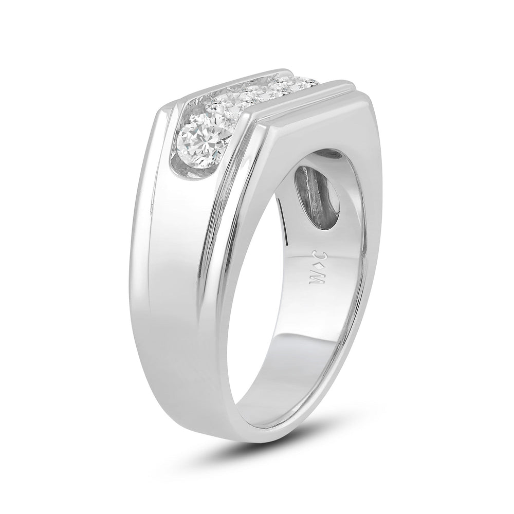 5 Stone Stepped Mens' Ring with Platinum / Lab / 2 Cut Diamond in 14KT Platinum / Lab / 2 view 4
